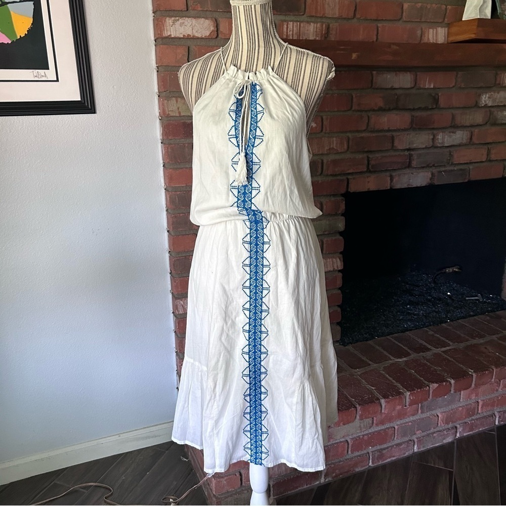 NWT Parker Atlas Embroidered Midi Dress in Glacius White Sz S